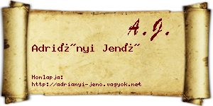 Adriányi Jenő névjegykártya