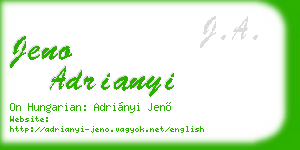 jeno adrianyi business card